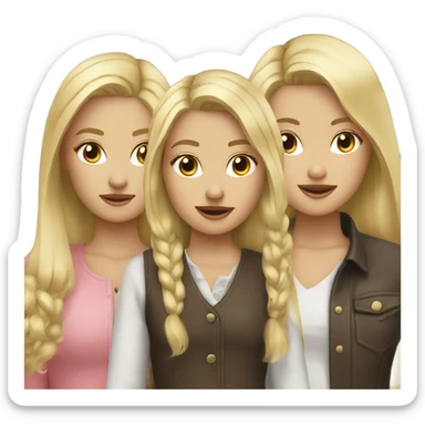 3 blonde girls and horses  sticker