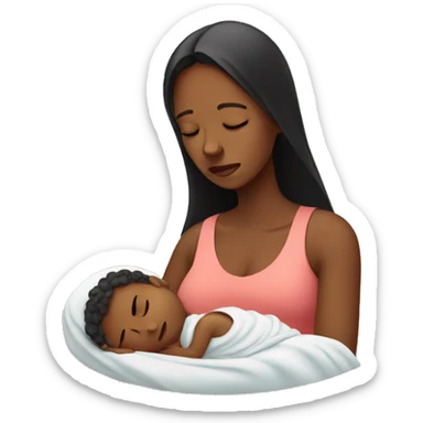 sad mother with newborn sticker