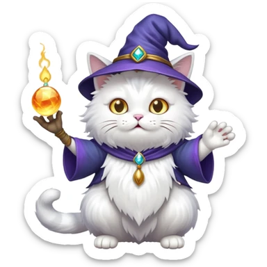 Cat wizard casting a spell sticker