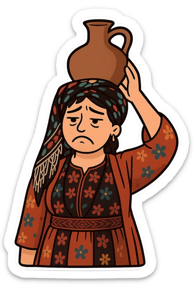 Cartoon sticker in Flat Toon style with a sad expression, transparent background. sticker