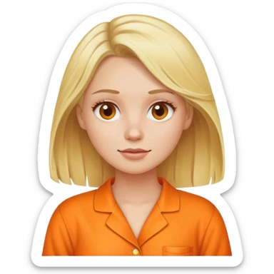 Blond lady with orange pijamas sticker