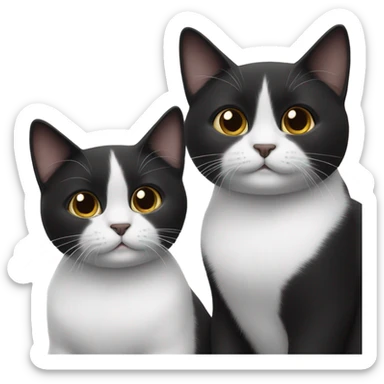 Two black and white cats sitting next to each other sticker