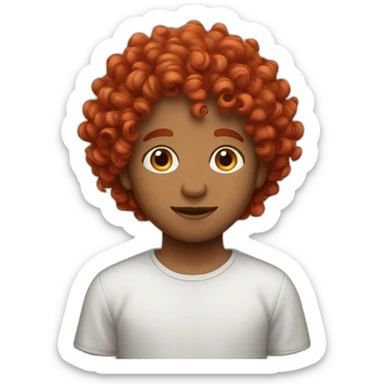 Curly short red hear boy sticker