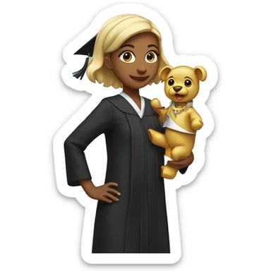 A girl who just graduated holding a diplo sticker