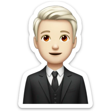 attractive Boy, red eyes, White haircut, pale-skin, dark suit sticker