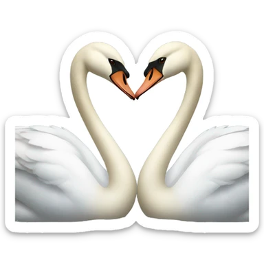 Two swans making a heart sticker