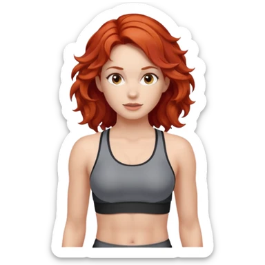 Athletic girl with red wavy hair and smaller boobs sticker