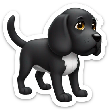Perro negro con blanco sticker