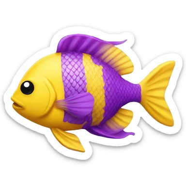 Yellow and purple colour fish  sticker