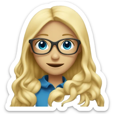 Blonde girl with blue eyes being hugged by blonde bug with beard and glasses sticker