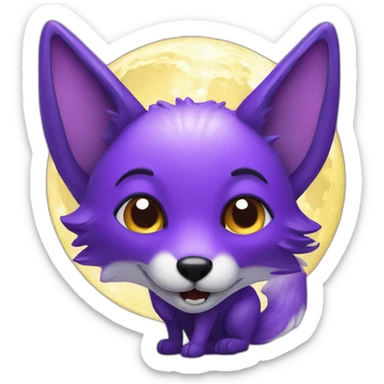 Purple fly fox and moon sticker