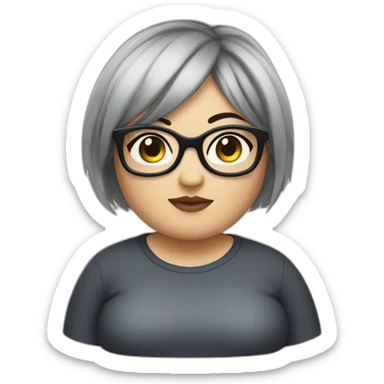 Chubby girl with short and black hair and optical glasses sticker