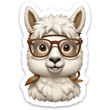 White Llama with prescription glasses sticker