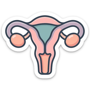 female uterus, icon-color-outlined style, detailed shadows and highlights, thin clean contours, soft rounded shapes, pastel palette #98B5BC, #B5B3C1, #C9A3C9, #E4C0CA, #F7DCD1, #F7C0AA, modern Japanese pop art and sticker aesthetic, soft lighting, transparent background sticker