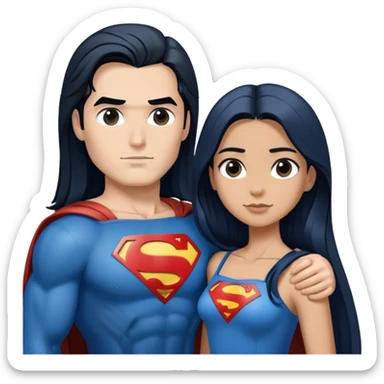 Superman-and-girl-with-black-faded-to-dark- blue-straight-long-hair sticker