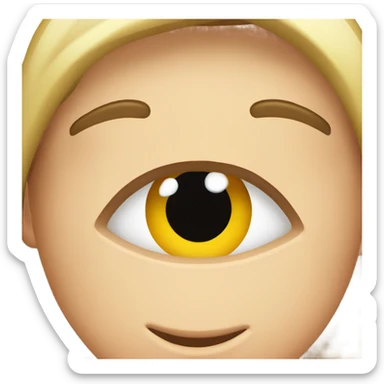 Person with one eye up and one eye down sticker