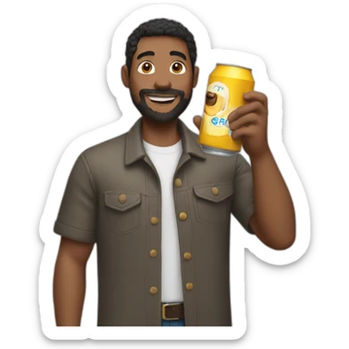 man filming himself and holding a can of drink sticker