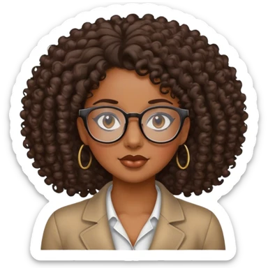 Girl boss black, curly hair, Black, sexy with glasses sticker