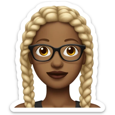 black woman with glasses and blonde braids and red lips sticker
