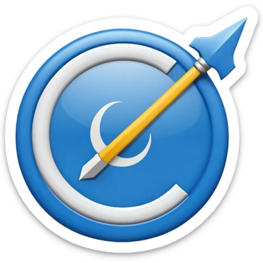 Circulo azul con una flechita adentro de color blanco sticker