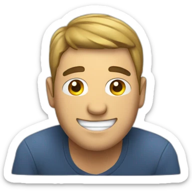 Men Emoji smiling laying down holding head with hands sticker