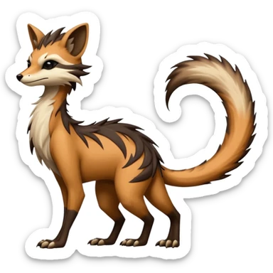 Cool furry anthropomorphic fantasy-Vernid-creature by LiLaiRa with a long tufted tail with edgy markings (full body) sticker