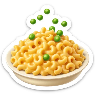 Macaroni and cheese with peas on it sticker