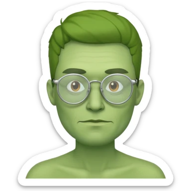 make me a guy who is 100% green with cool glasses no facial hair sticker