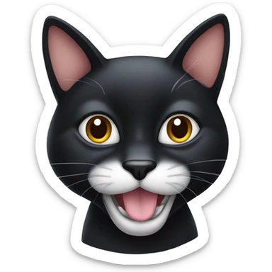Black cat with white mustache  sticker