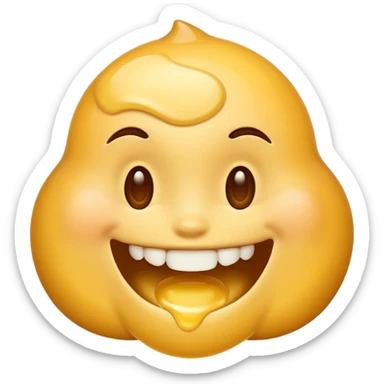 Smiling emoji having white honey fall out of its mouth  sticker