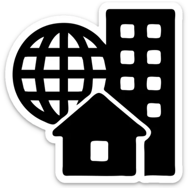 Ícono de real estate que refleje a nuestro cliente ideal: Empresarios y propietarios internacionales que necesitan vender, reinvertir o diversificar su portafolio en propiedades residenciales o comerciales en Miami, con absoluta confidencialidad y criterio. sticker