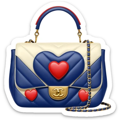 chanel heart white color bag sticker