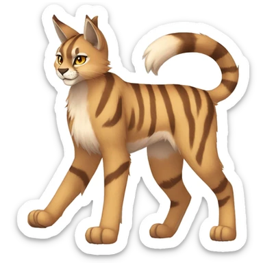 Anthro Beige-Orange-Brown Striped Fur-Sona-Fakemon Lynx-Caracal Full Body sticker