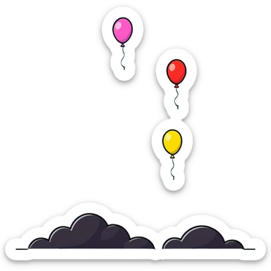 Bunch of bright colorful balloons rising into the sky sticker