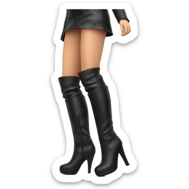 Knee long high heel boots leather  sticker