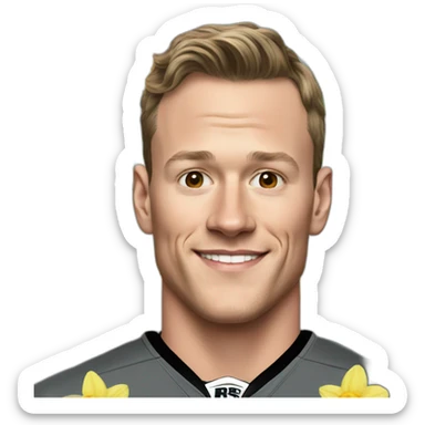 Jonathan Toews as rainbow with daffodils and roses sticker