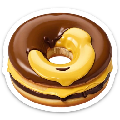 Boston cream doughnut, smiling sticker