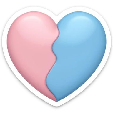 a heart with pastel blue on one side and pastel pink on the other sticker