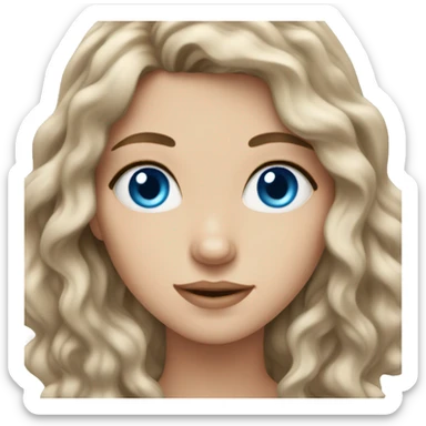 White girl with blue eyes and wavy brown hair  sticker