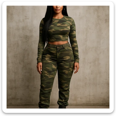 realistic full body camo baddie sticker