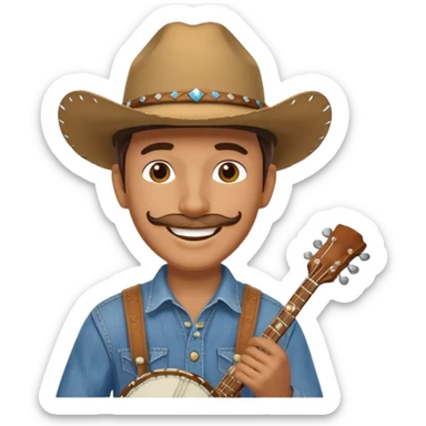 banjo-playing cowboy sticker