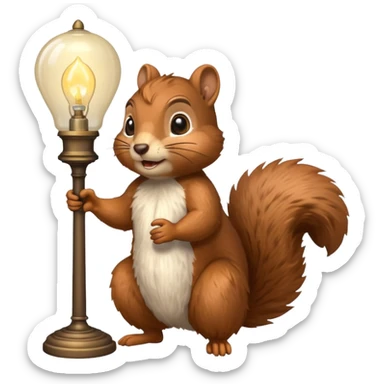 squirrel holding lamp light sticker