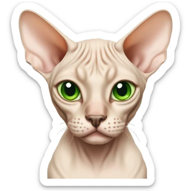 tan sphynx cat with green eyes  sticker
