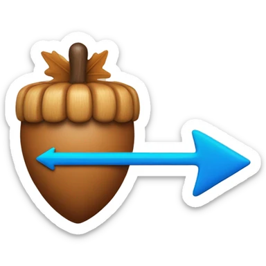 acorn and a blue arrow sticker