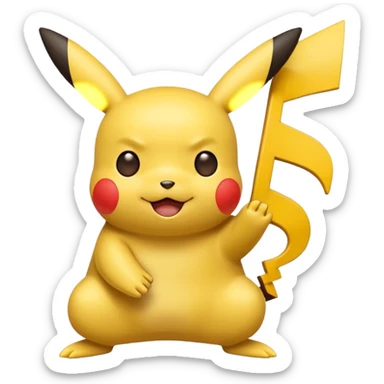 Pikachu reimagined in the Rednote app emoji style, playful, musical note-inspired design, bright friendly expression sticker