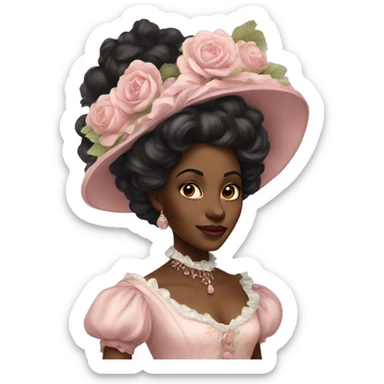 vintage rococo black woman in a light pink gown  sticker