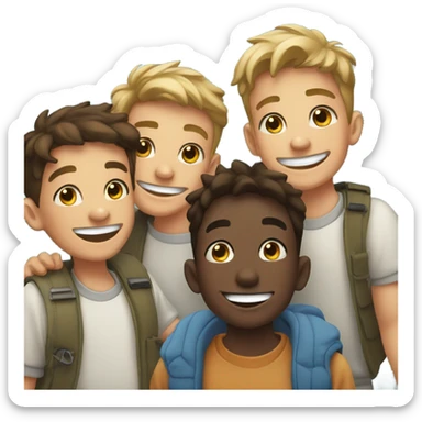 boys smiling outdoors together sticker