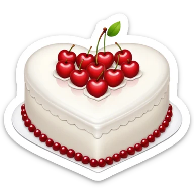 Heart shaped cake with small cherries for decoration  sticker