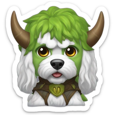 White cavapoo as Orc from World of Warcraft  sticker
