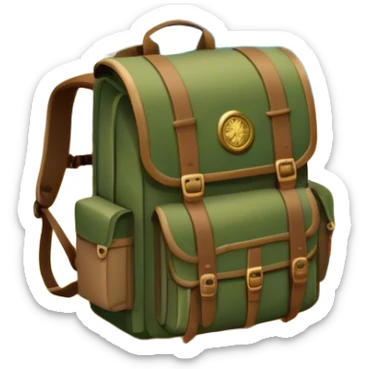 Icon for Expeditions: a compass, a map, a backpack with trekking gear, and a rugged expedition jeep, set against a backdrop of snowy mountains, sand dunes, and tropical islands. The icon should capture the spirit of adventure and exploration in diverse landscapes. Transparent background. sticker